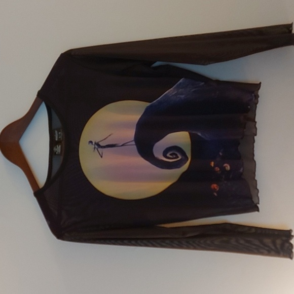 NWT Cakeworthy X Disney Nightmare Before Christmas Sheer Lettuce Hem Long Sleeve - Picture 2 of 9